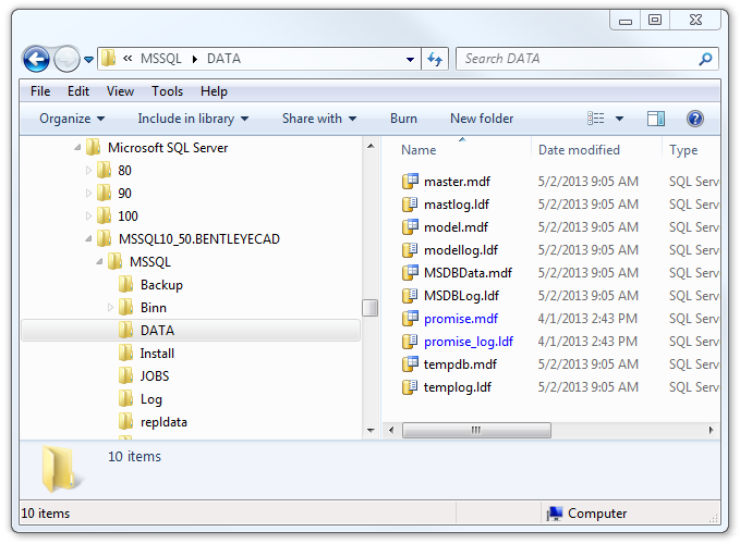 Compressed "promise" database files