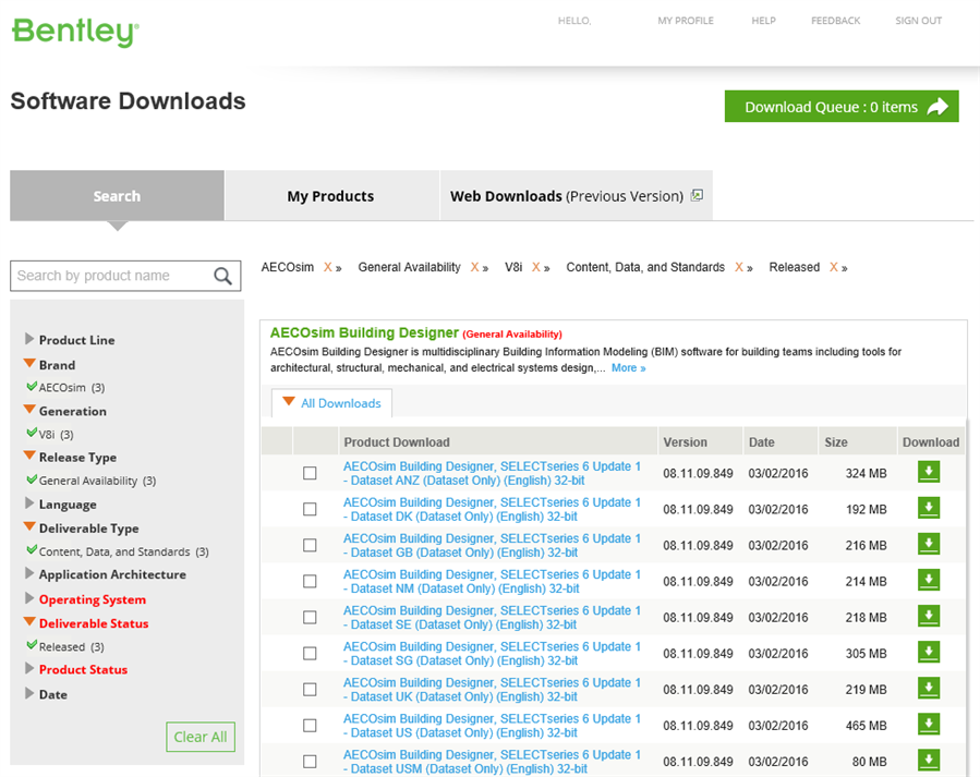 OpenBuildings - How to download Datasets for AECOsim V8i - Communities