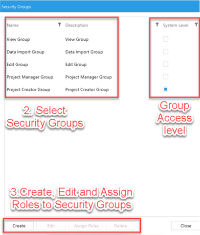 Example system-level security group