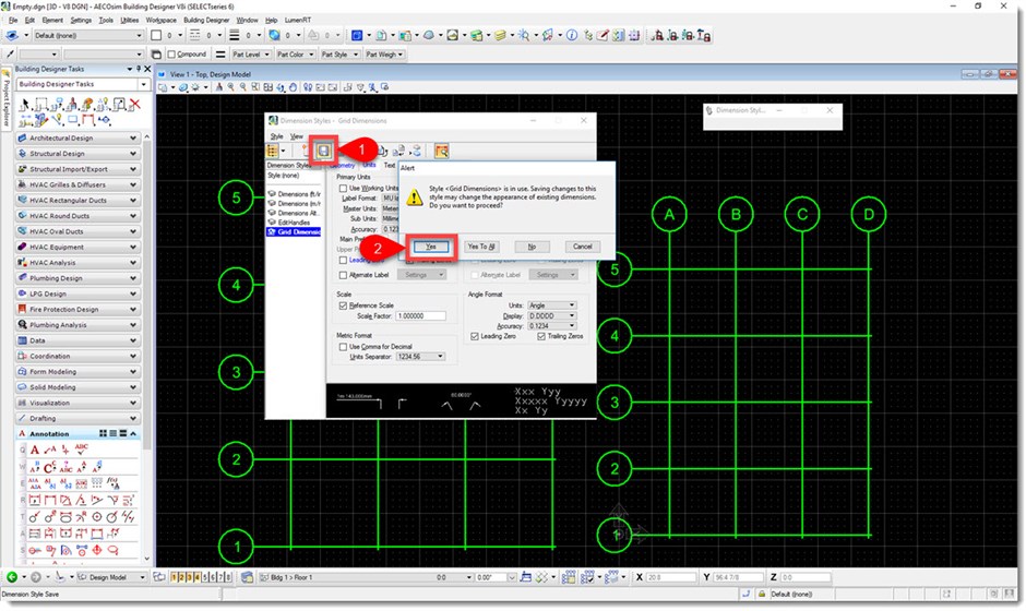 OpenBuildings - Formatting of Column Grid Units - Communities