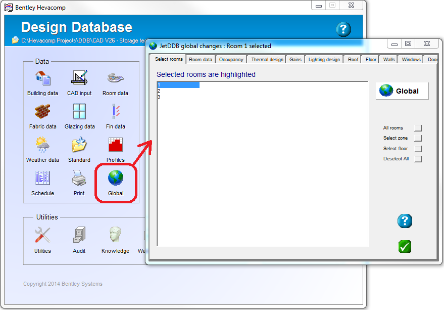 HEVACOMP - Editing project data - Default Data vs Global Change ...