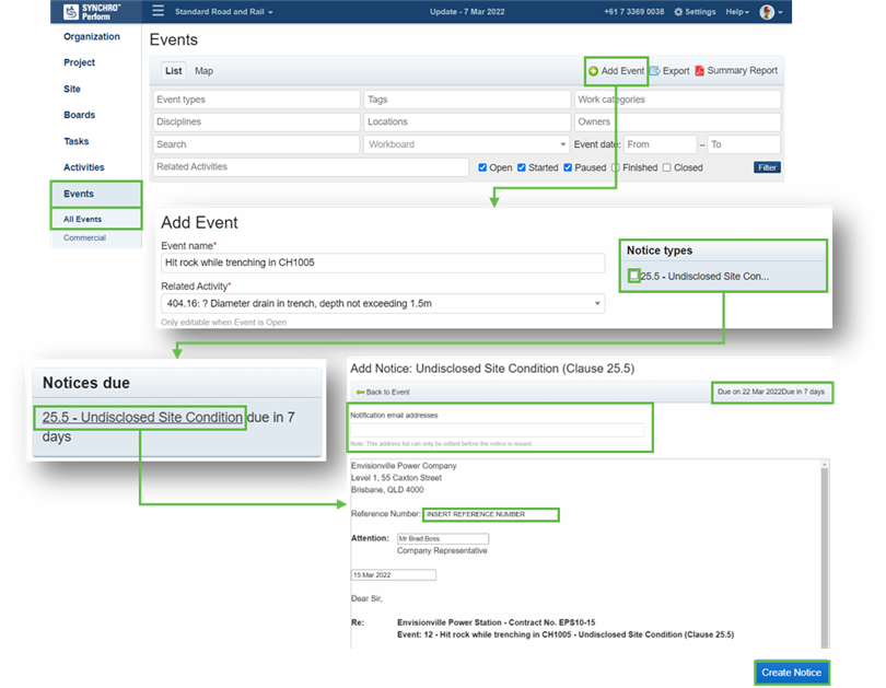 SYNCHRO Construction Solution - Event Notices - Communities