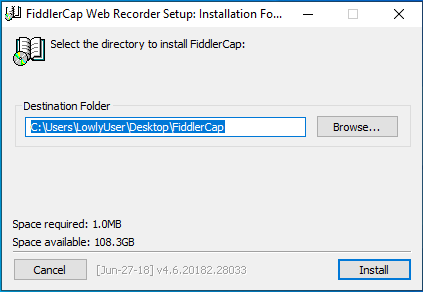 Screenshot of FiddlerCap installer