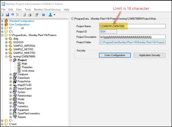OpenPlant - How to Increase Project Name Character Length - Communities
