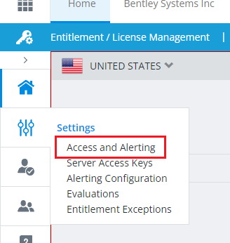 Selecting Access and Alerting from the side navigation 