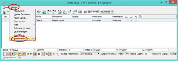 MicroStation - View attributes of references differ from master model ...