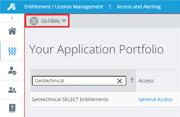 Geotechnical Select Entitlements is listed under Global entitlements