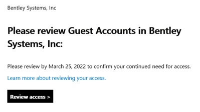 Screenshot of an example email about reviewing Guest Accounts