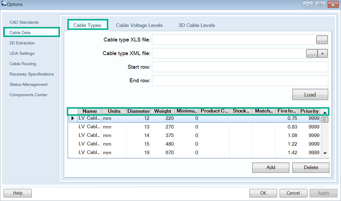OpenPlant - How to Configure new Columns for Cable Types in Options ...