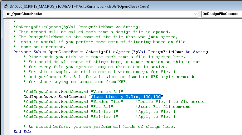 VBA Editor: Code pane