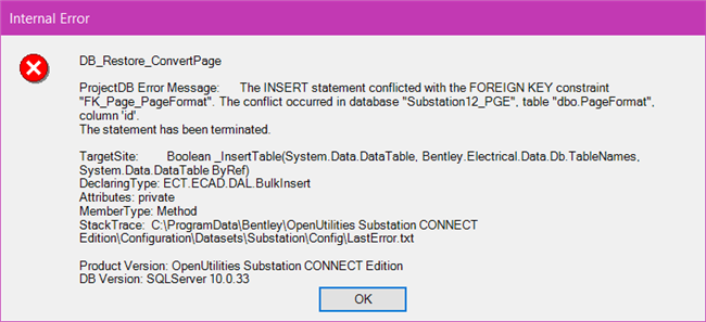 OpenUtilities - The Insert statement conflicts with the FOREIGN KEY ...