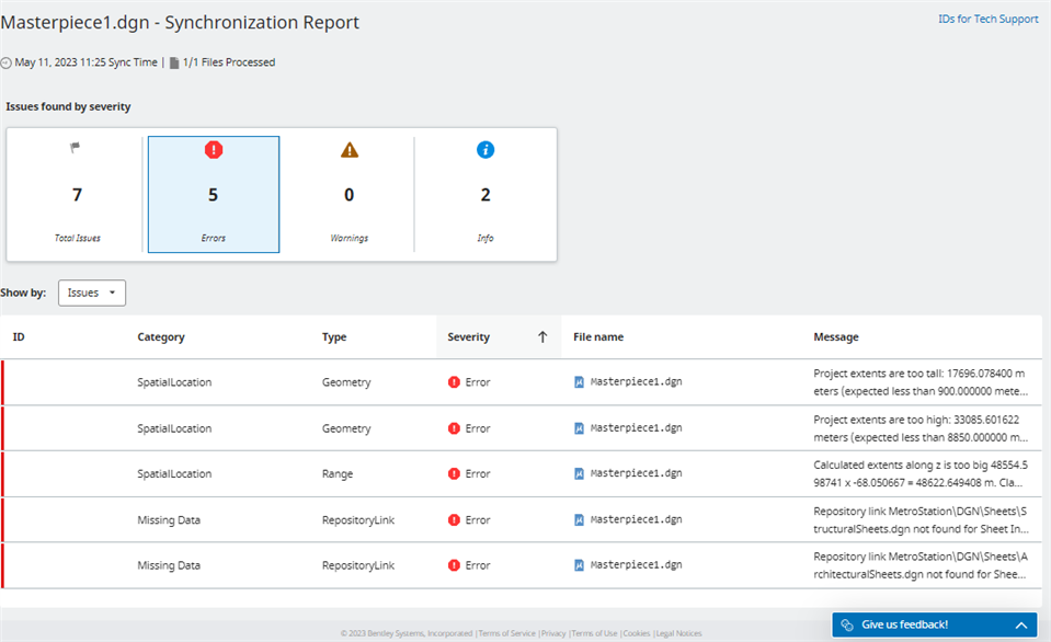 Synchronization report example