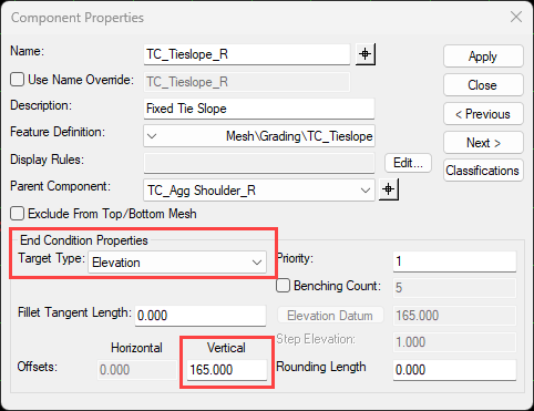 Target End Condition To Specific Elevation