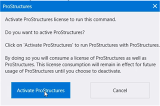 Powiadomienie: Activate ProStructures license to run this command.