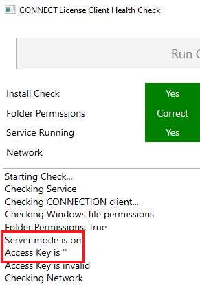 Screenshot of Health Check window