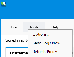 Screenshot of Refresh Policy