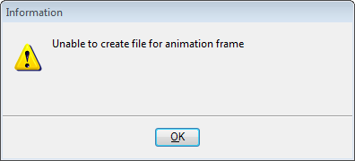 Unable to create file for animation frame