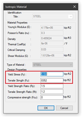 RAM | STAAD | ADINA - When I change the yield and/or ultimate strength ...