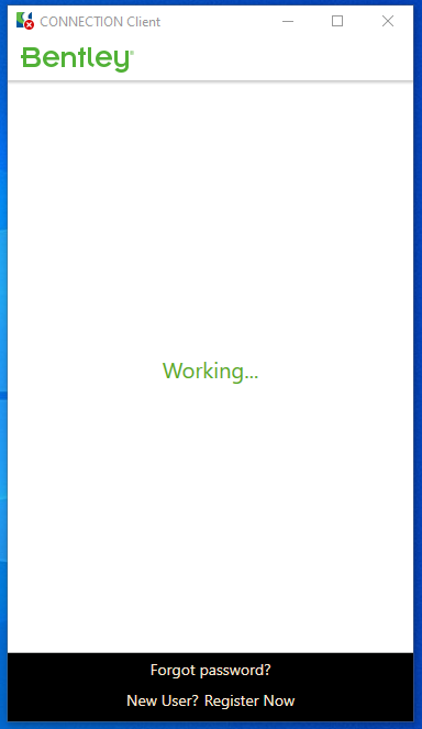 Screenshot of Working message
