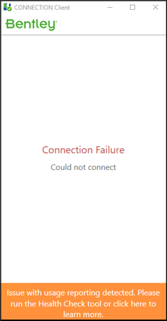  Screenshot of Connection Failure in CONNECTION Client