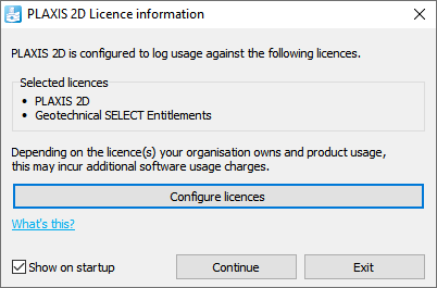 PLAXIS 2D Licence information