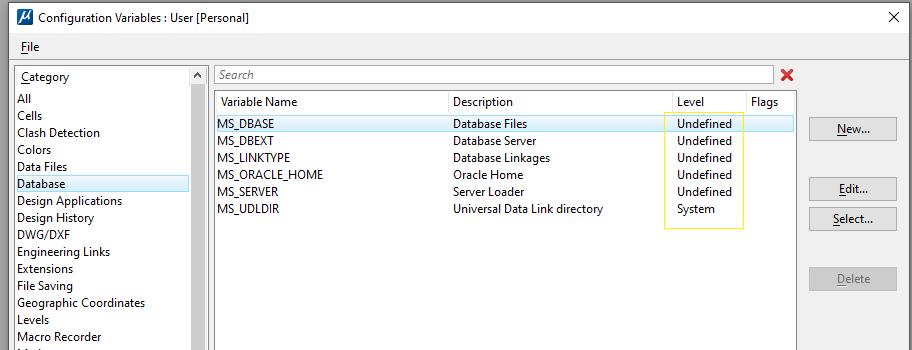 before setting database type