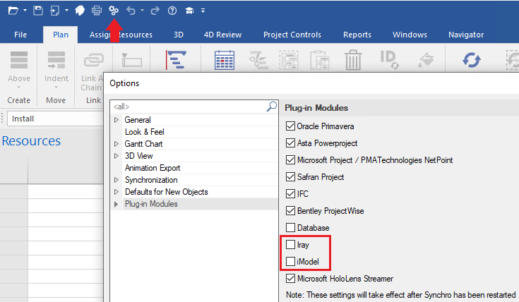 Screenshot of SYNCHRO licensing options