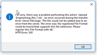 Error message while upload file