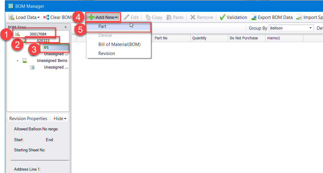 Openutilities how to create custom part number using bom manager in