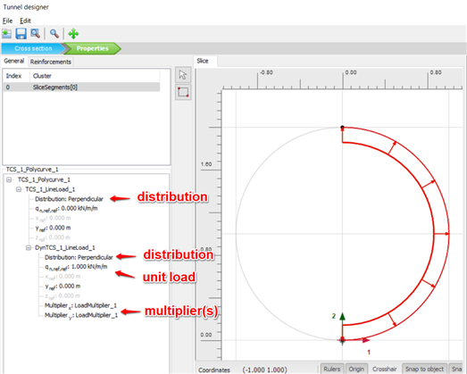 Definition of Dynamic Load Acting Radially against Circular Plane