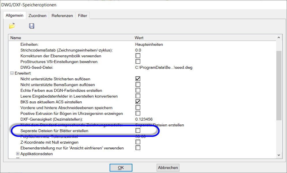 ProStructures - Export zu DWG Blattbereich leer - Communities