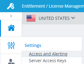 Screenshot of "Access and Alerting" menu item