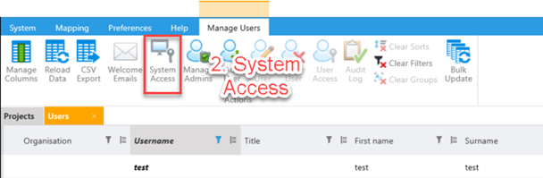 Second screenshot in the system-level access assignment sequence