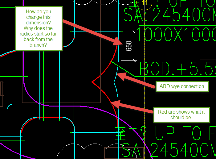 OpenBuildings - Rectangular Wye connection's outside radius is too ...