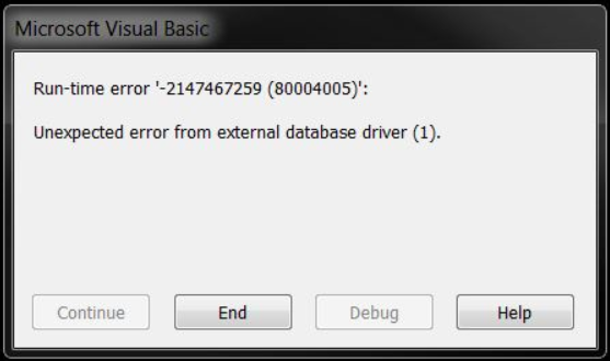 OpenRoads | OpenSite - Visual Basic Run-time error '-2147467259 