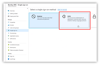Choose SAML