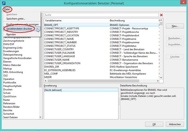 MicroStation - Liste Aller CONNECT Edition Konfigurationsvariablen ...