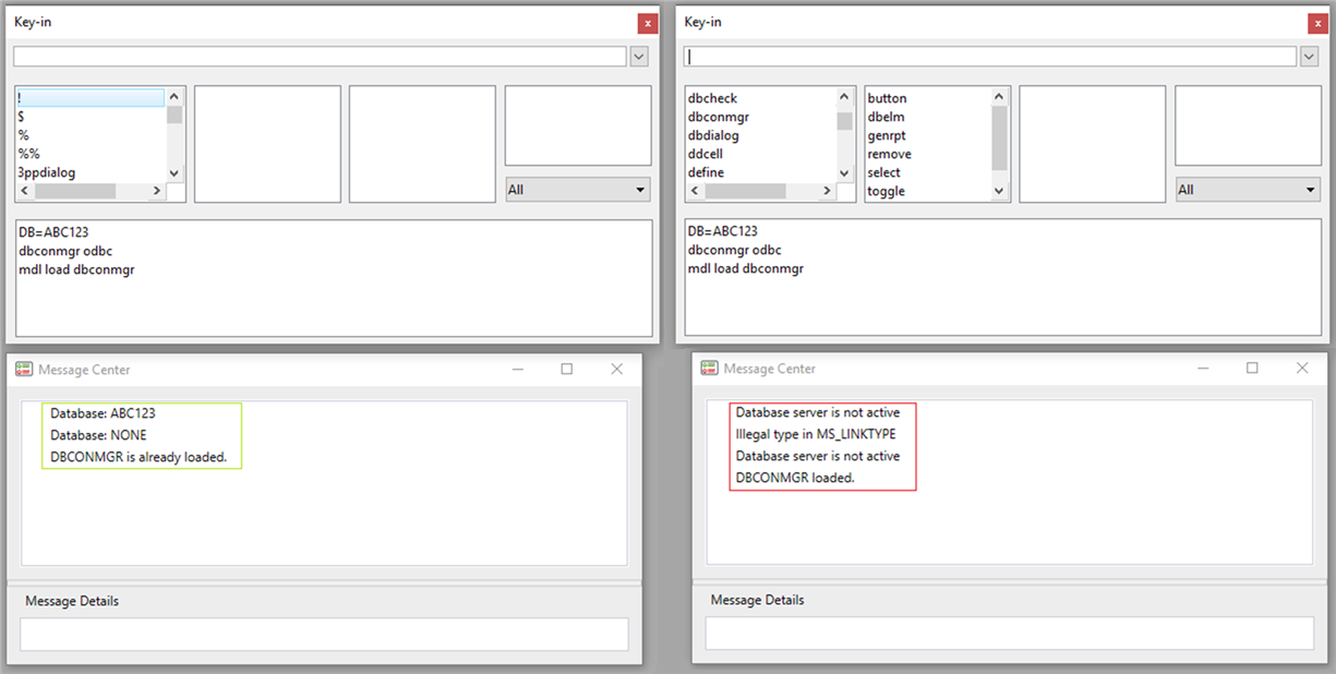 Key-in, Messages example
