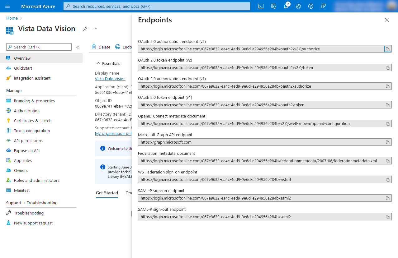 Vista Data Vision (VDV) - Setup Azure AD for VDV - Communities