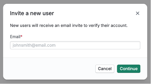 Add user enter email dialogue