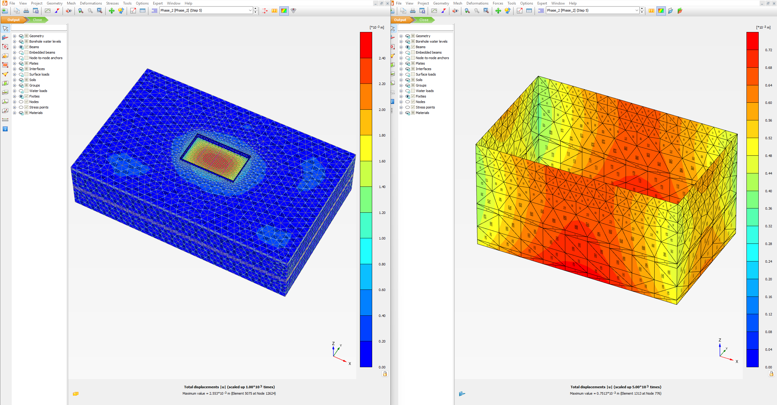 Vertical wall deformation before activating the Horizontal Slab