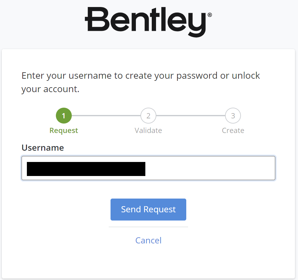 Screenshot of request step in user registration process