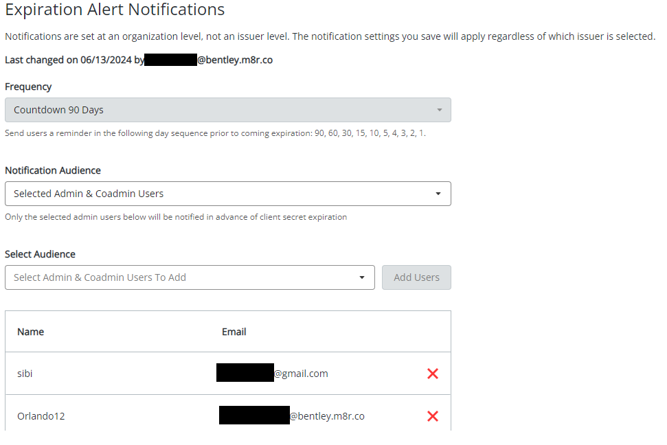 Screenshot of Expiration Alert Notifications section