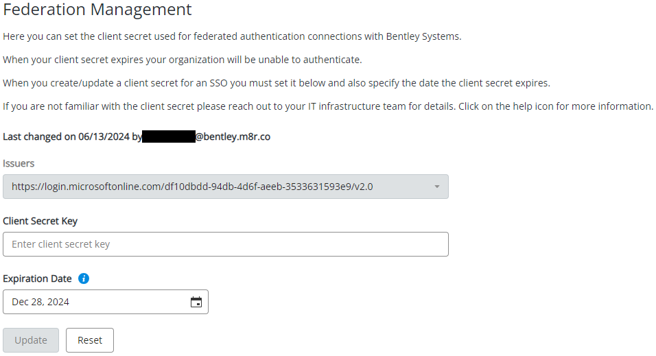 Screenshot of Federation Management section