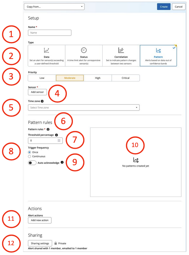 Pattern alert configuration