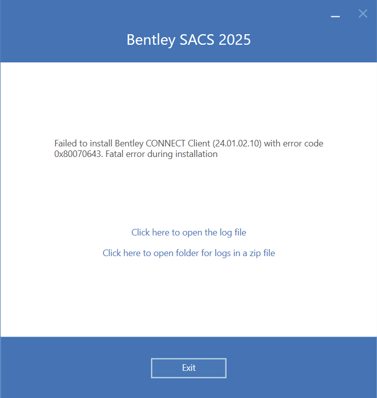 MAXSURF | MOSES | SACS - SACS Installation Fails with Error 0x80070643 ...
