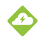 A green diamond shaped sign with a lightning boltDescription automatically generated