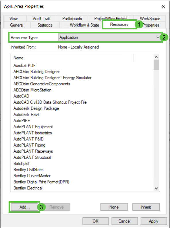 ProjectWise - How to add custom application to the Work Area folder ...