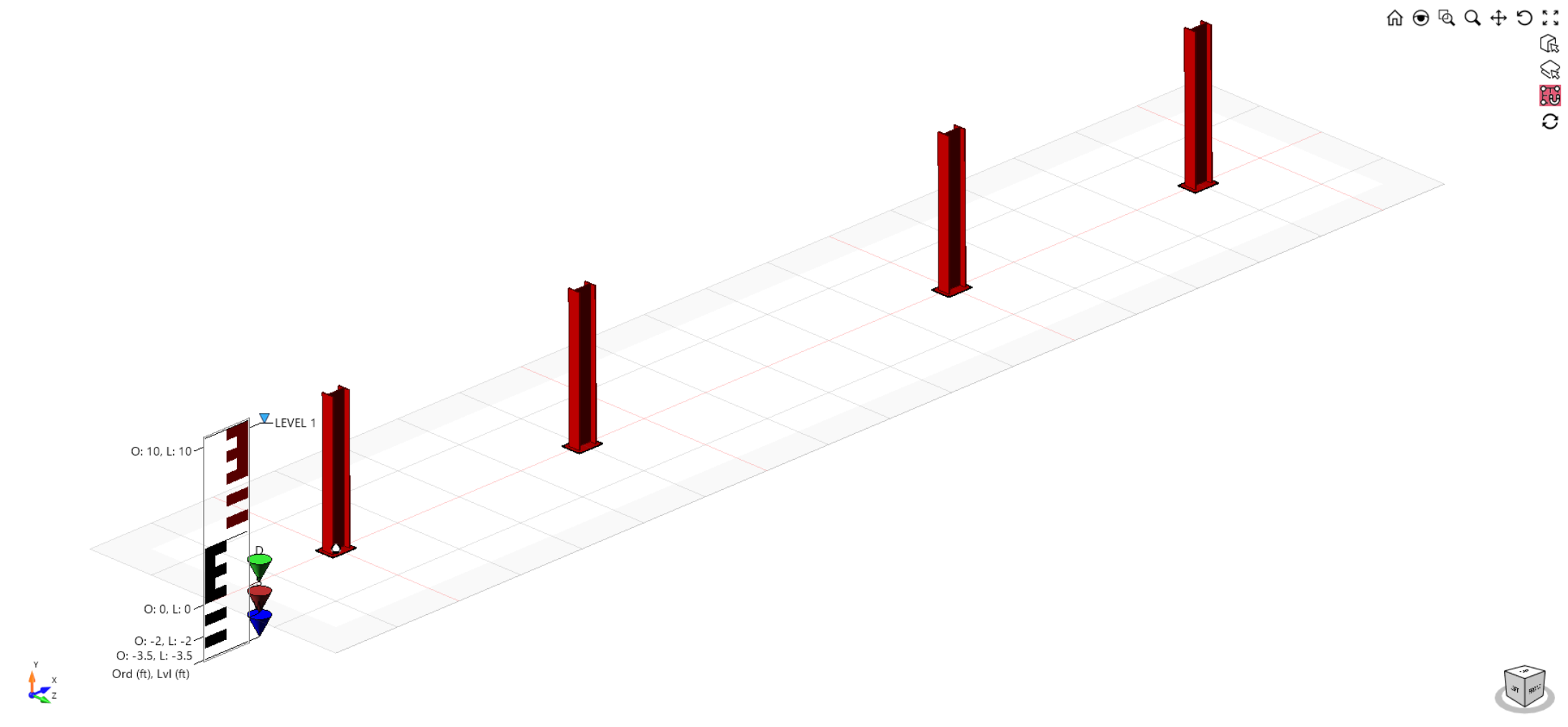 A line of red postsDescription automatically generated