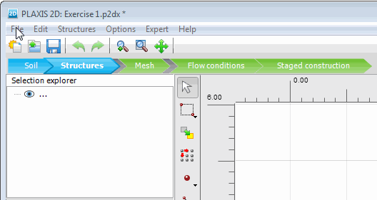 PLAXIS 2D: menu examine commands